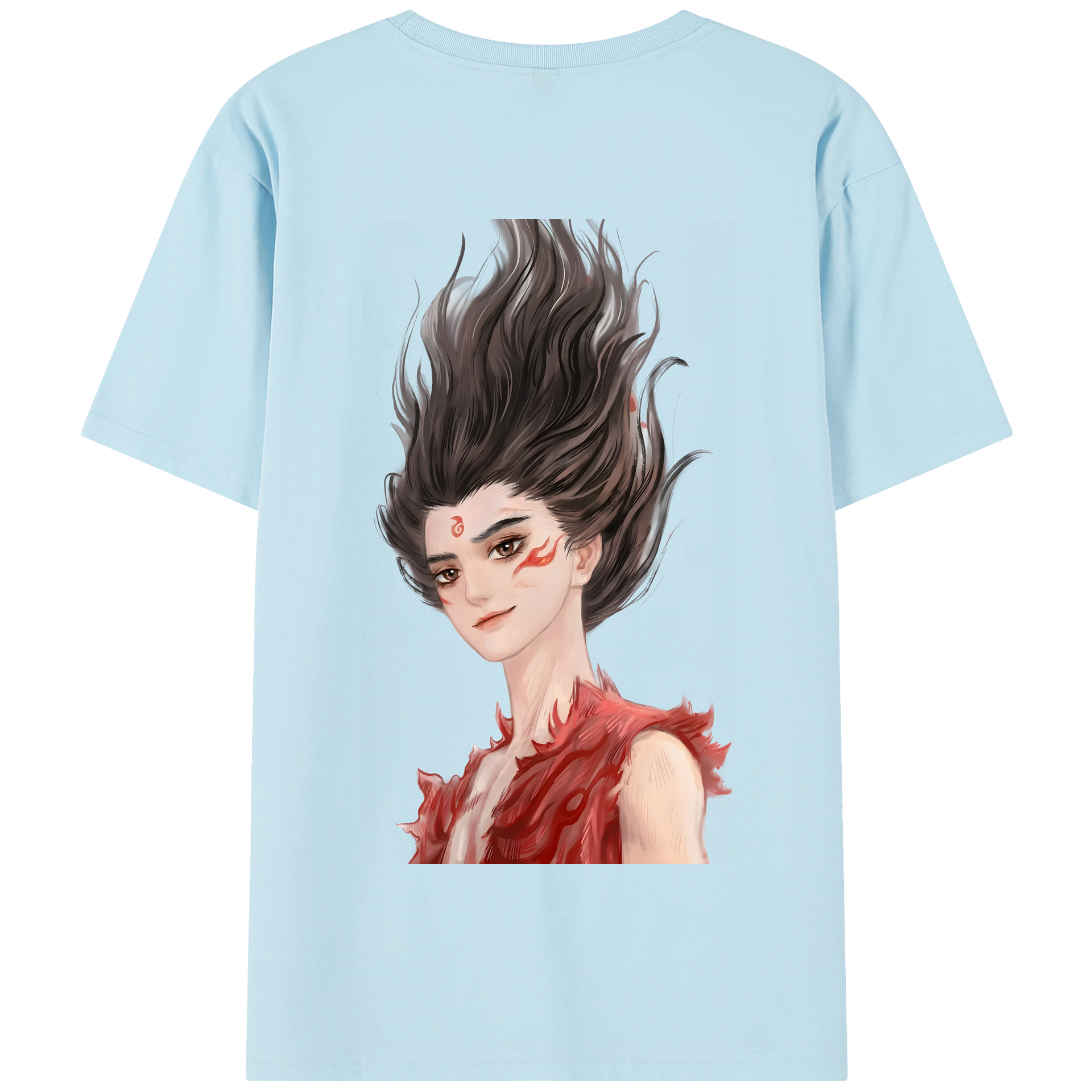 （画像用） Ne Zha 2 ナタ 魔童の大暴れ 綿100％半袖Tシャツ（背面プリント）